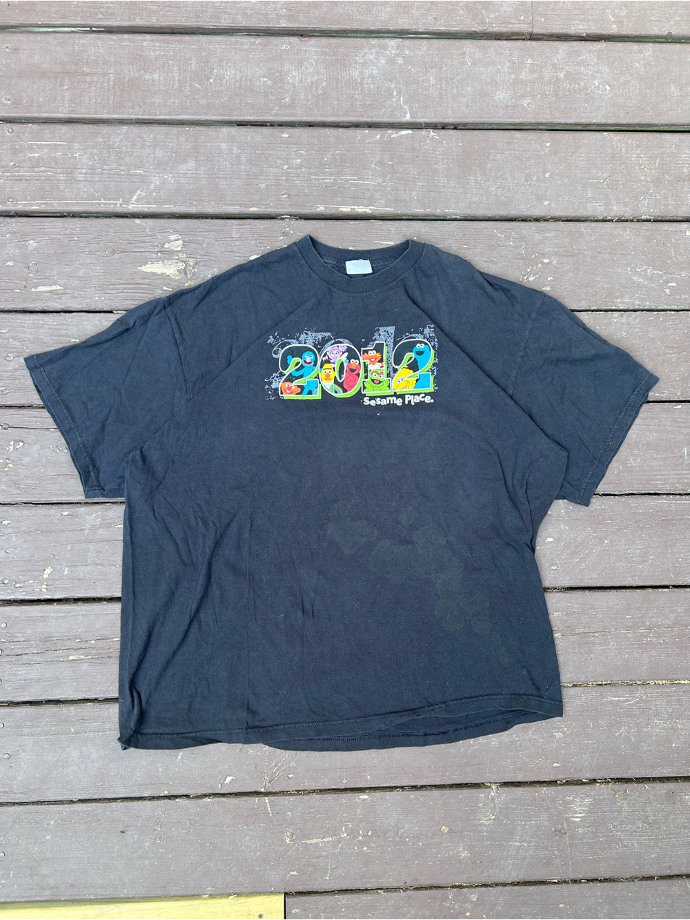 2012 Sesame Place Black Graphic Tee - Official Licensed Tag